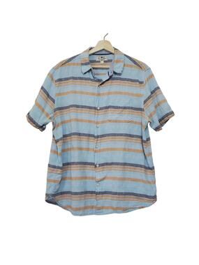 True Grit | Linen Blend Baja Stripe Button Front Short Sleeve Sport Shirt